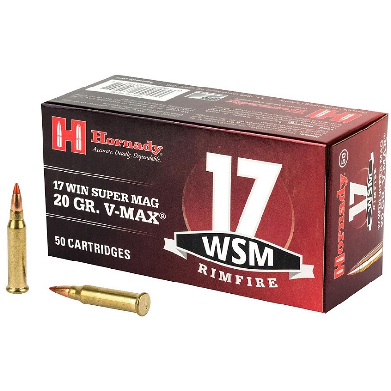 BOITE DE 50 CARTOUCHES HORNADY 17 WSM 20GR V-MAX 83180