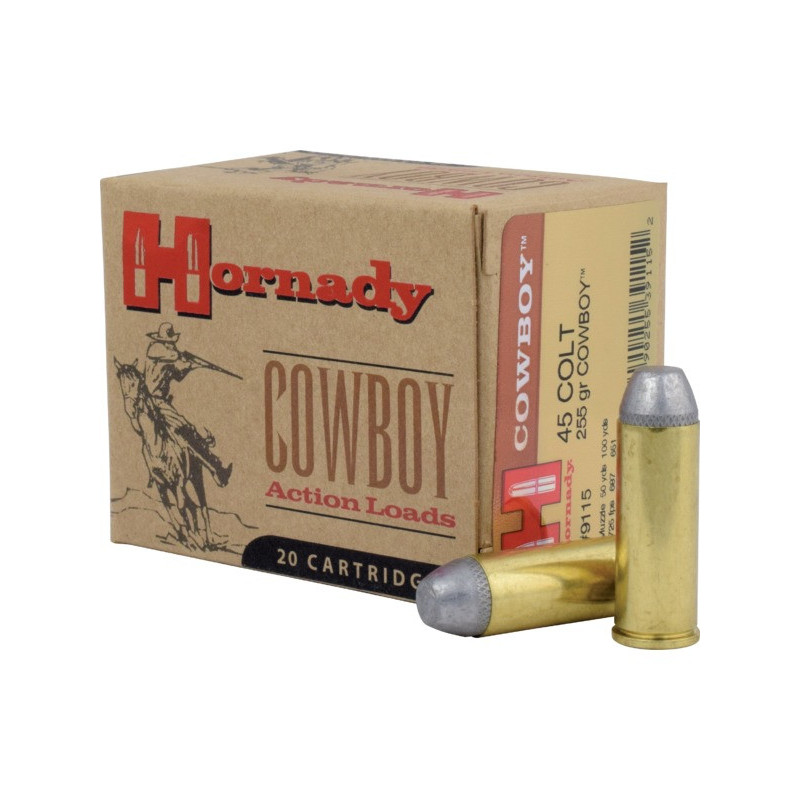 BOITE DE 20 CARTOUCHES HORNADY 45 COLT 255GR COWBOY 9115