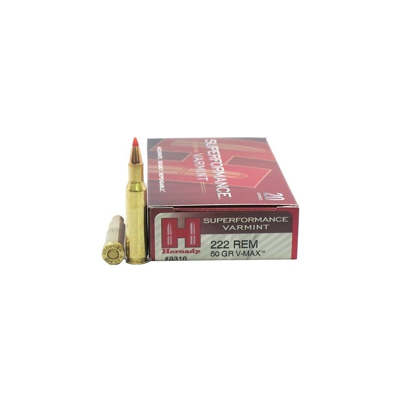 BOITE DE 20 CARTOUCHES HORNADY 222 REM 50 GR V-MAX SPF 8316