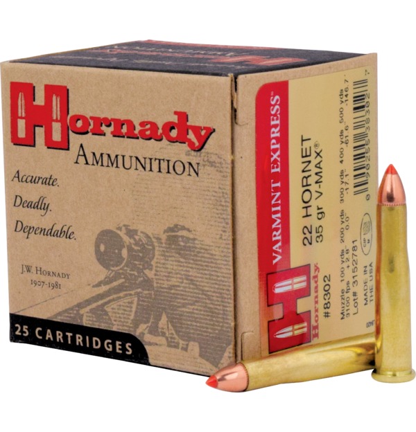 BOITE DE 25 CARTOUCHES HORNADY 22 HORNET 35 GR V-MAX 8302