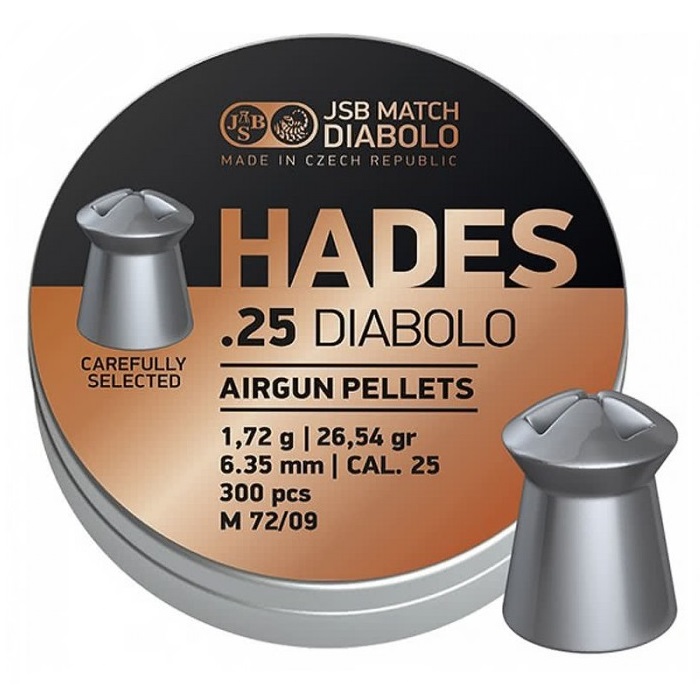 BOITE DE 300 PLOMBS JSB DIABOLO HADES CAL.25 DIAM 6.35 546291-300