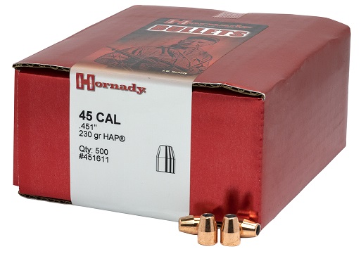 BOITE DE 500 OGIVES HORNADY 45 CAL.451 230 GR HAP 451611*