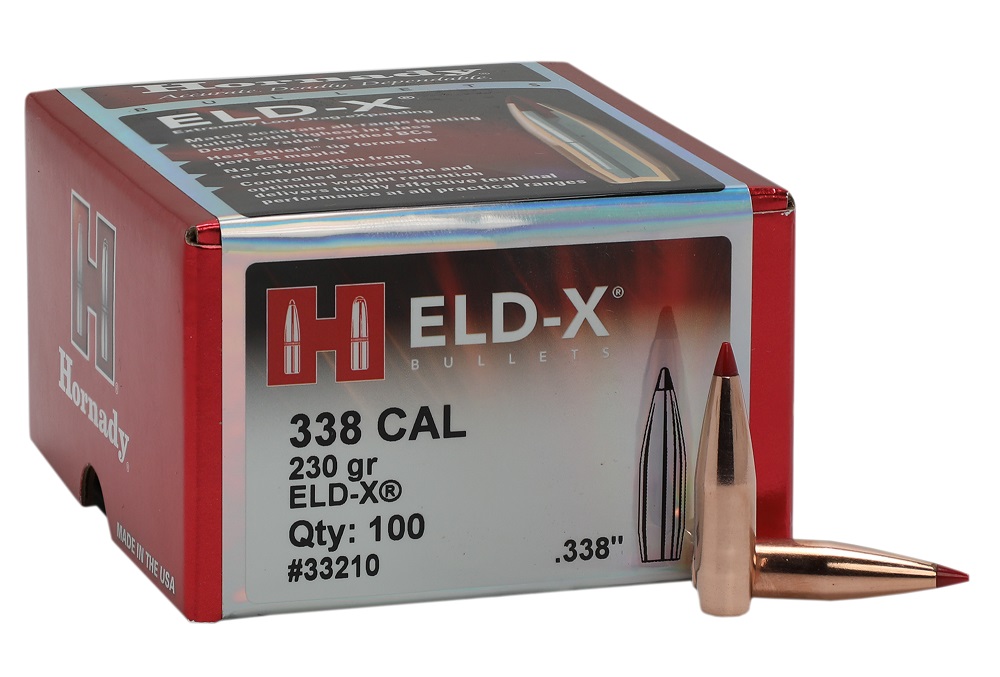 BOITE DE 100 OGIVES HORNADY 338 CAL.338 230 GR ELD-X 33210