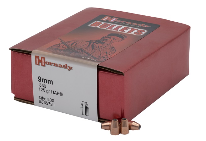 BOITE DE 500 OGIVES HORNADY 9MM 356 125GR HAP 355721*