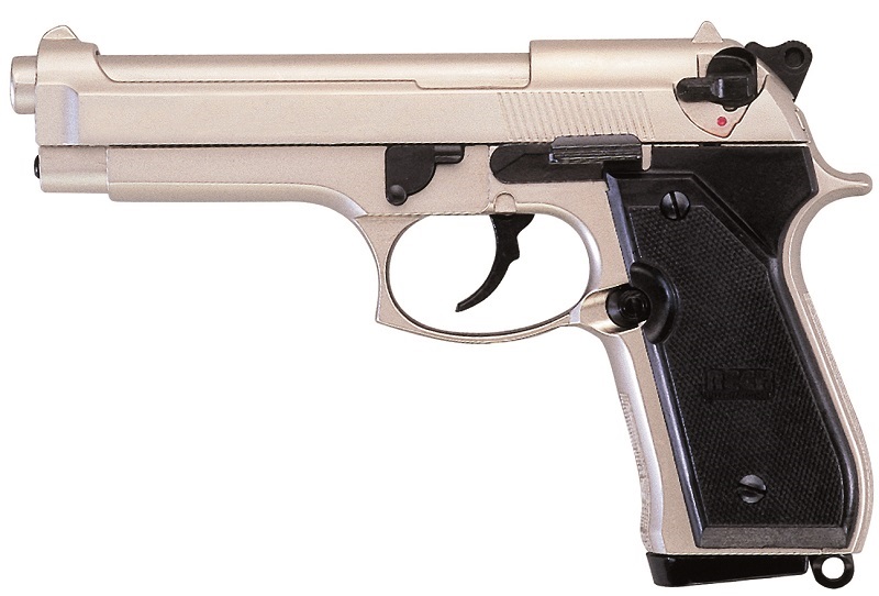 PISTOLET BRUNI MODELE 92 NICKELE 9MM BLANC/GAZ