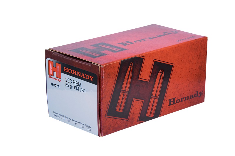 BOITE DE 50 CARTOUCHES HORNADY 223 REM 55 GR FMJ/BT 80275*