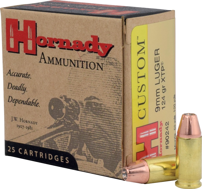 BOITE DE 25 CARTOUCHES HORNADY 9MM LUGER 124GR JHP/XTP 90242*