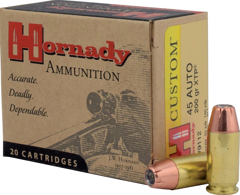 BOITE DE 20 CARTOUCHES HORNADY 45 AUTO 200GR XTP 9112*