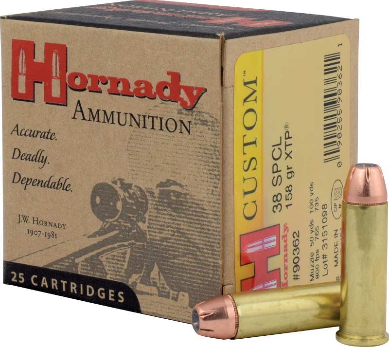 BOITE DE 25 CARTOUCHES HORNADY 38 SPECIAL 158GR XTP 90362*