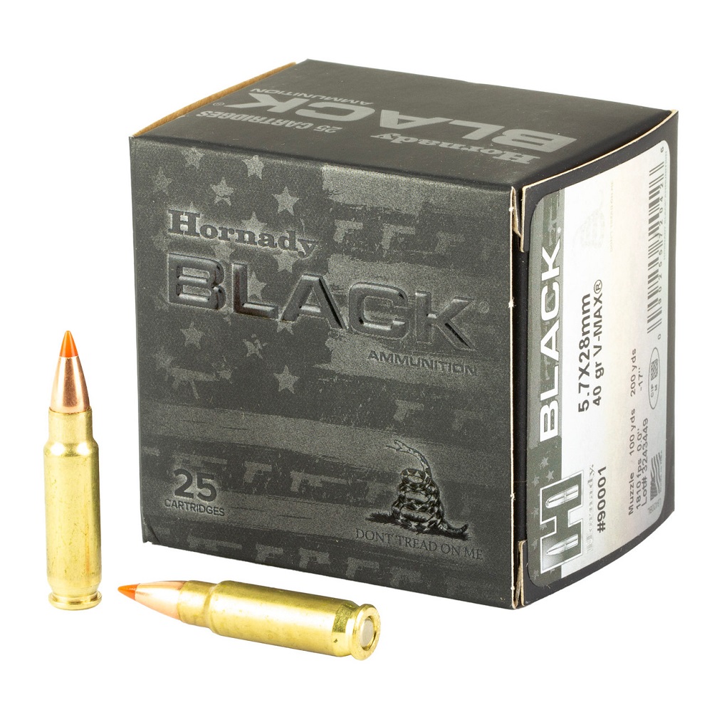 BOITE DE 25 CARTOUCHES HORNADY 5.7x28MM 40GR V-MAX BLACK 90001*