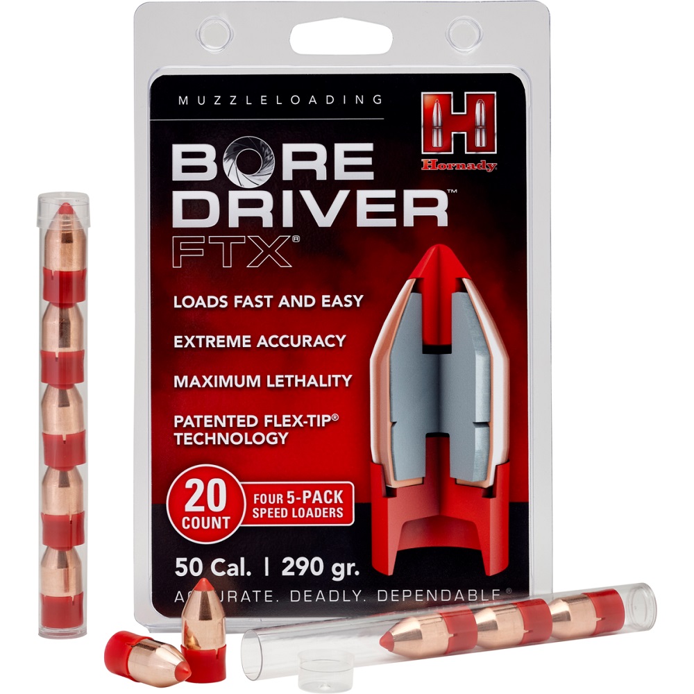 BOITE DE 20 OGIVES HORNADY CAL.50 290GR BORE DRIVER FTX REF.67713