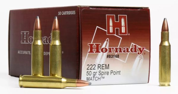 BOITE DE 50 CARTOUCHES HORNADY 222 REM 50 GR SP MATCH 83168